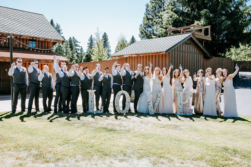 bridal party at swiftwater cellars in cle elum, WA