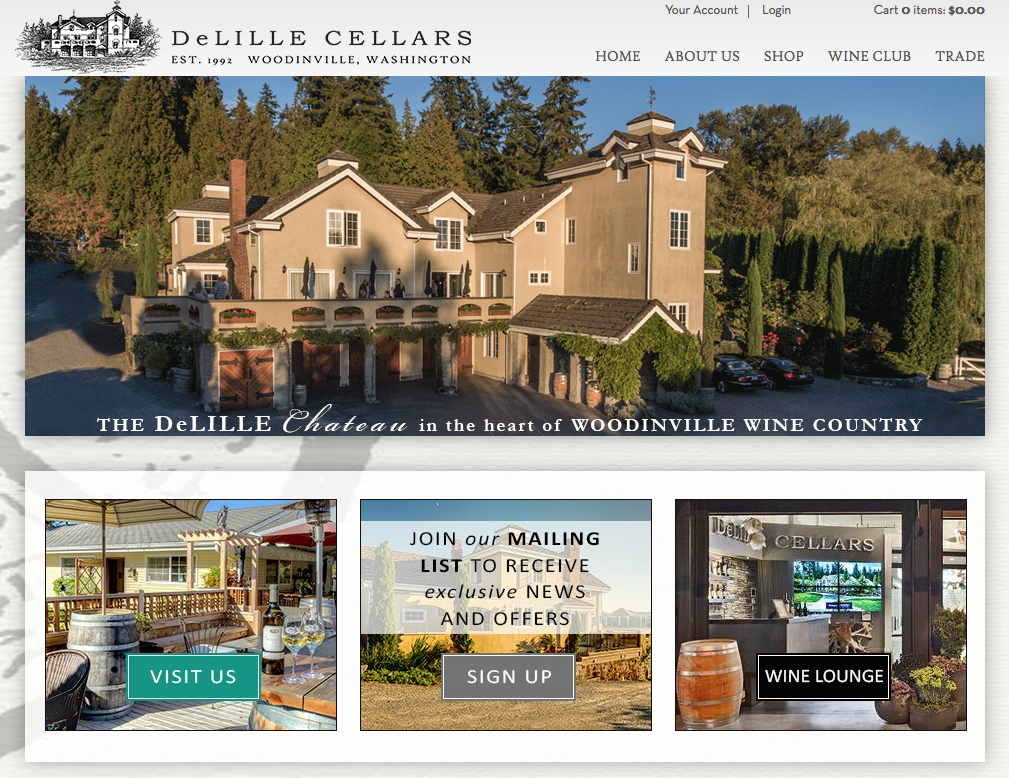   DeLille Cellars I Woodinville, WA   Drawing inspiration from French architecture, the DeLille Cellars Chateau is a charming reminder of the Lill Family European ancestry, and a nod to our highly acclaimed Bordeaux-style wines.  Elegant and inviting with rustic warmth.  From the Grand Room, sparkling with brass chandeliers and firelight, to the gardens and ponds dotting the ten acre estate, you will be hard pressed to find a venue with more character and ambiance than our winery home.    Using the combined spaces of the grand room which opens onto an expansive old-world style terrace; you may comfortably entertain up to 200 guests.  A short stroll away, a hidden lawn nestled among cedars provides a private setting for your ceremony.  You can do it all in the extraordinary long stay you are offered with the venue.  We host only one wedding per day so that you can truly customize your wedding.  Preferred Caterers, world-class wines, privacy and hospitality on a ten acre winery estate... fall in love all over again at DeLille Cellars Chateau.   