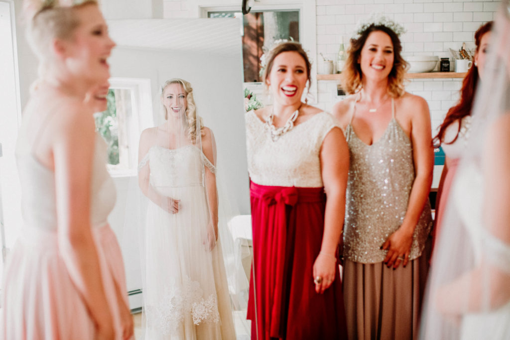 Bride and Bridesmaids getting ready