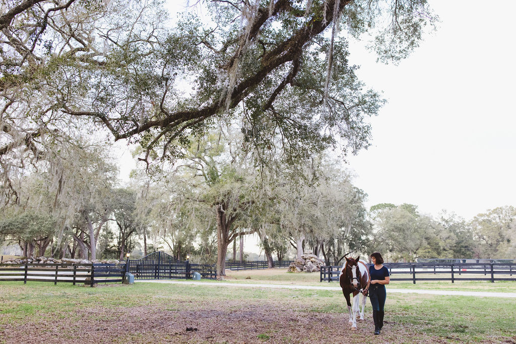 A lady and her horse during an equine photography session in Ocala, Florida by equestrian photographer Adina Preston Photography weddingsbyadina.com