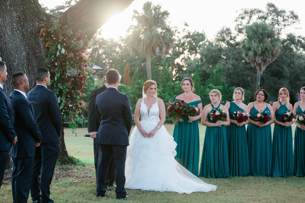 Wedding Ceremony at the Pensacola Country Club on the back lawn by the oak tree